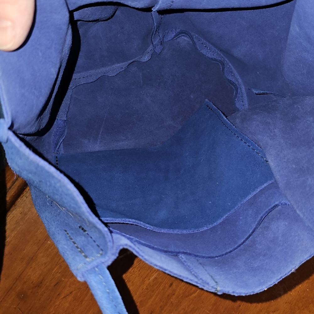 Blue Suede Bag From Portland Leather, Nwot - Picture 3 of 3